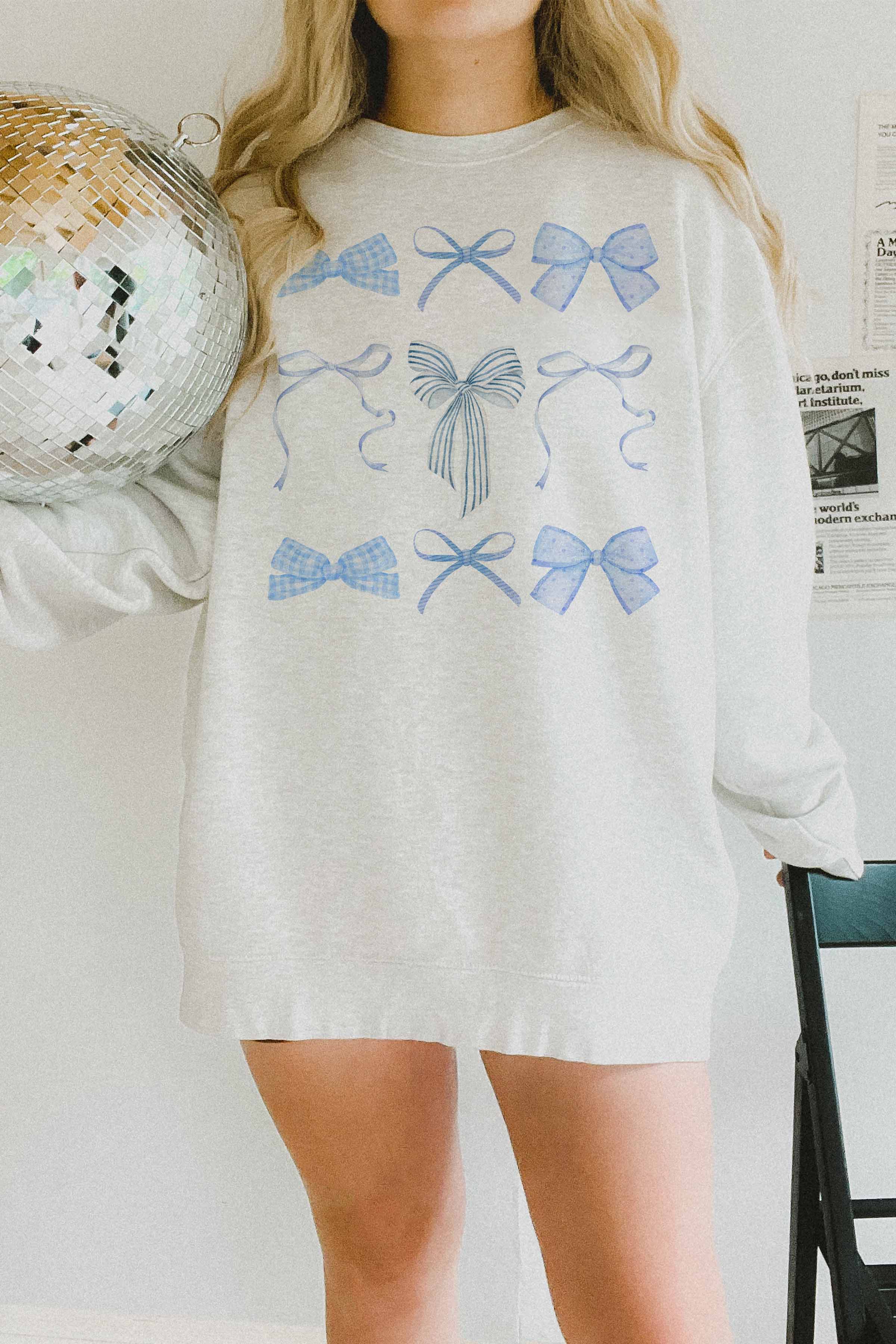 Blue Bows Oversized Sweatshirt