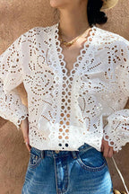 Eyelet Lace Cotton Blouse