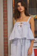 Seersucker Gingham Print Tank Top