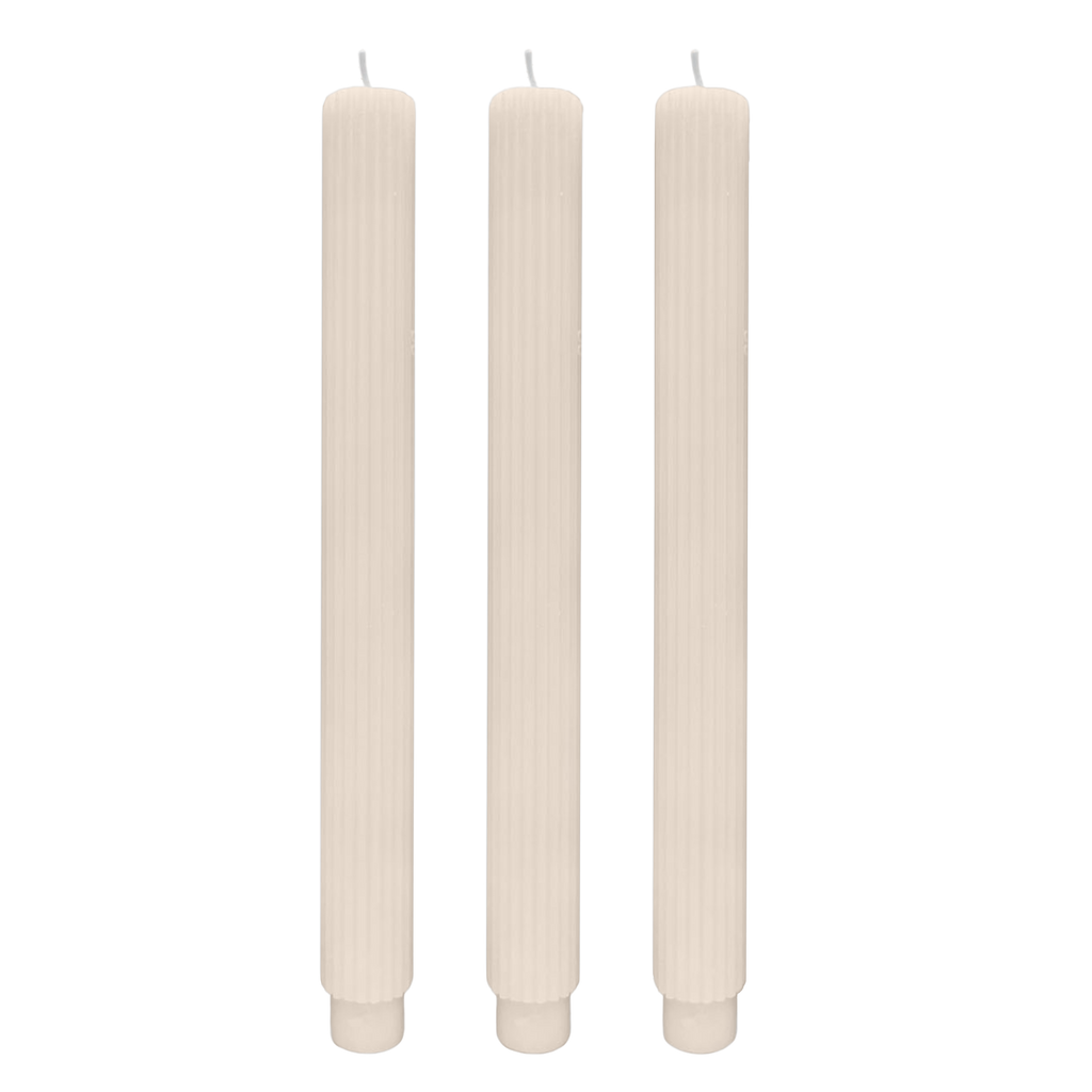 Fluted Taper Candles, Set of 3