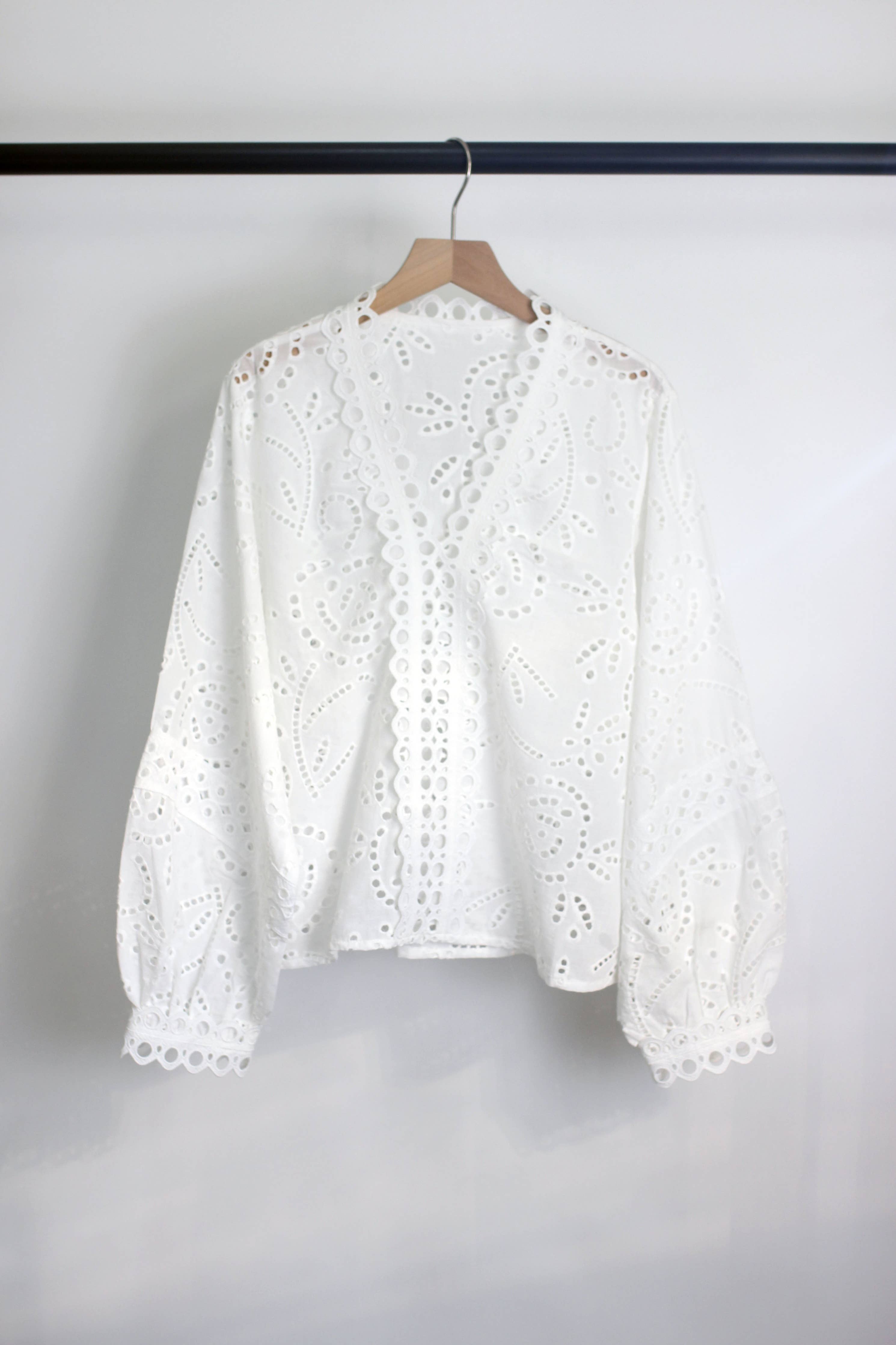 Eyelet Lace Cotton Blouse
